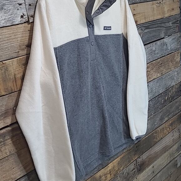 Columbia Pullover Fleece Jacket Half Snap Bentln Springs Gray White Womens 1X - Picture 4 of 9